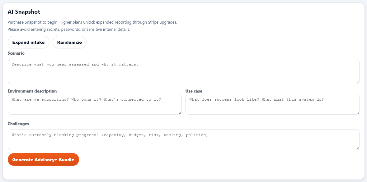 Empty Dyto intake form